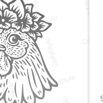 Intra απο ξύλο plywood Χρώμα wenge 3mm-4mm πάχος - Floral κοτόπουλο. Κοτόπουλο σε στέμμα λουλουδιών Δίασταση 30x20 cm INTRAFABR-109836133 - Image 2