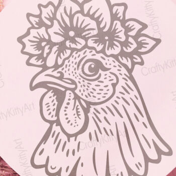 Intra απο ξύλο plywood Χρώμα wenge 3mm-4mm πάχος - Floral κοτόπουλο. Κοτόπουλο σε στέμμα λουλουδιών Δίασταση 30x20 cm INTRAFABR-109836133 - Image 3