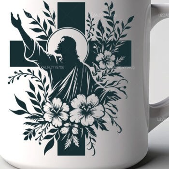 Intra απο ξύλο plywood  Χρώμα wenge 3mm-4mm πάχος - Floral Christian Cross Religious Δίασταση 40x50 cm INTRAFABR-68368964 - Image 2