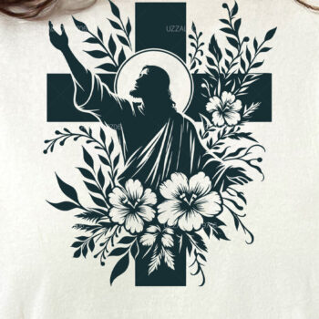 Intra απο ξύλο plywood  Χρώμα wenge 3mm-4mm πάχος - Floral Christian Cross Religious Δίασταση 40x50 cm INTRAFABR-68368964 - Image 3