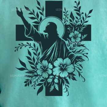 Intra απο ξύλο plywood  Χρώμα wenge 3mm-4mm πάχος - Floral Christian Cross Religious Δίασταση 40x50 cm INTRAFABR-68368964 - Image 4