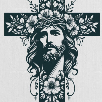 Intra απο ξύλο plywood  Χρώμα wenge 3mm-4mm πάχος - Floral Christian Cross Religious Δίασταση 40x50 cm INTRAFABR-102420454 - Image 1