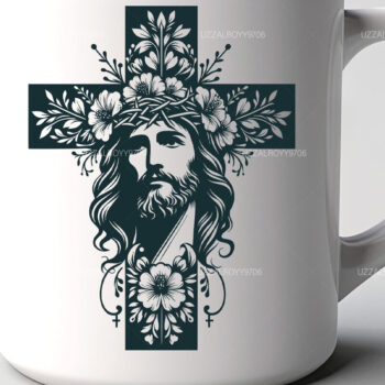 Intra απο ξύλο plywood  Χρώμα wenge 3mm-4mm πάχος - Floral Christian Cross Religious Δίασταση 40x50 cm INTRAFABR-102420454 - Image 2