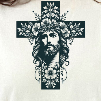 Intra απο ξύλο plywood  Χρώμα wenge 3mm-4mm πάχος - Floral Christian Cross Religious Δίασταση 40x50 cm INTRAFABR-102420454 - Image 3