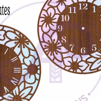 Intra απο ξύλο plywood  Χρώμα wenge 3mm-4mm πάχος - Φλοράλ Ρολόι Ρολόι τοίχου με λέιζερ Δίασταση 30x20 cm INTRAFABR-119258311 - Image 3
