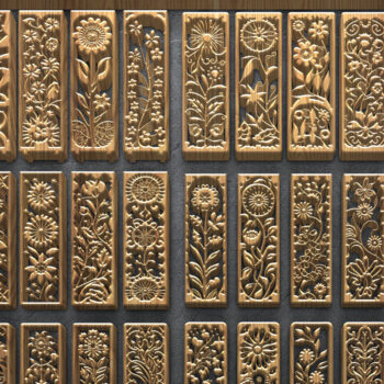 Intra απο ξύλο plywood  Χρώμα wenge 3mm-4mm πάχος - Floral CNC κάθετα ξύλινα πάνελ Δίασταση 3200x7200 cm INTRAFABR-112447209 - Image 1