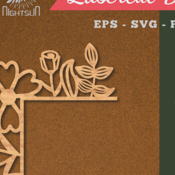 Intra απο ξύλο plywood Χρώμα wenge 3mm-4mm πάχος - Floral γωνιακή διακόσμηση κοπής με λέιζερ 3 Δίασταση 20x20 cm INTRAFABR-114354671 - Image 1