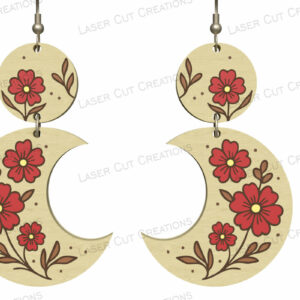 Intra απο ξύλο plywood  Χρώμα wenge 3mm-4mm πάχος - Floral σκουλαρίκια Crescent Moon Δίασταση 3x3 cm INTRAFABR-100963846