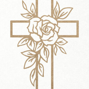 Intra απο ξύλο plywood  Χρώμα wenge 3mm-4mm πάχος - Floral Cross . Χριστιανός Ιησούς Σταυρός Δίασταση 30x20 cm INTRAFABR-102216272