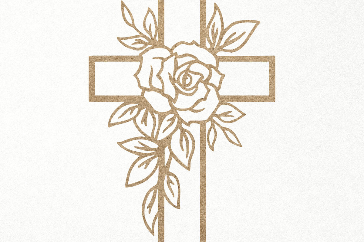 Intra απο ξύλο plywood  Χρώμα wenge 3mm-4mm πάχος - Floral Cross . Χριστιανός Ιησούς Σταυρός Δίασταση 30x20 cm INTRAFABR-102216272