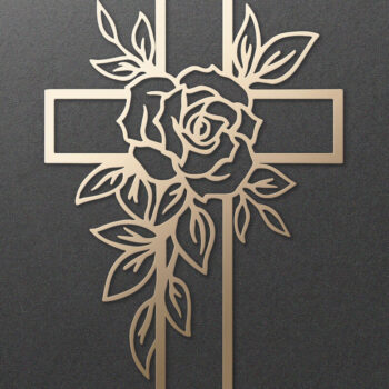 Intra απο ξύλο plywood  Χρώμα wenge 3mm-4mm πάχος - Floral Cross . Χριστιανός Ιησούς Σταυρός Δίασταση 30x20 cm INTRAFABR-102216272 - Image 3