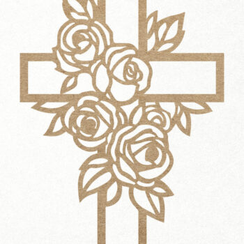 Intra απο ξύλο plywood  Χρώμα wenge 3mm-4mm πάχος - Floral Cross . Χριστιανός Ιησούς Σταυρός Δίασταση 30x20 cm INTRAFABR-102216707 - Image 3