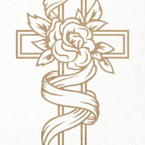 Intra απο ξύλο plywood  Χρώμα wenge 3mm-4mm πάχος - Floral Cross . Χριστιανός Ιησούς Σταυρός Δίασταση 30x20 cm INTRAFABR-102217133