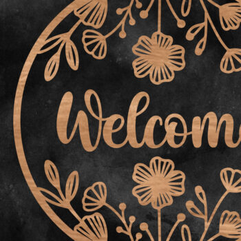 Intra απο ξύλο plywood Χρώμα wenge 3mm-4mm πάχος - Floral κρεμάστρα πόρτας στρογγυλή πινακίδα Δίασταση 30x20 cm INTRAFABR-99985751 - Image 1