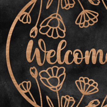 Intra απο ξύλο plywood Χρώμα wenge 3mm-4mm πάχος - Floral κρεμάστρα πόρτας στρογγυλή πινακίδα Δίασταση 30x20 cm INTRAFABR-100515956 - Image 1