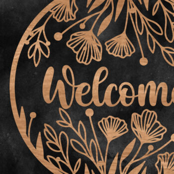 Intra απο ξύλο plywood Χρώμα wenge 3mm-4mm πάχος - Floral κρεμάστρα πόρτας στρογγυλή πινακίδα Δίασταση 30x20 cm INTRAFABR-98419533 - Image 1