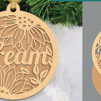 Intra απο ξύλο plywood  Χρώμα wenge 3mm-4mm πάχος - Floral Dream στολίδι κοπής με λέιζερ Δίασταση 6x6 cm INTRAFABR-104324475 - Image 1