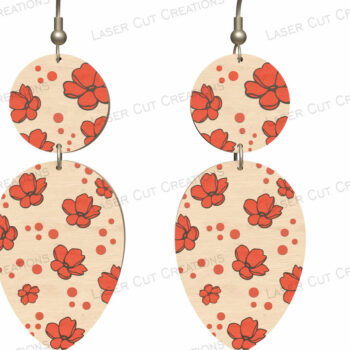 Intra απο ξύλο plywood Χρώμα wenge 3mm-4mm πάχος - Σκουλαρίκια floral Drop Δίασταση 3x3 cm INTRAFABR-120350451 - Image 1