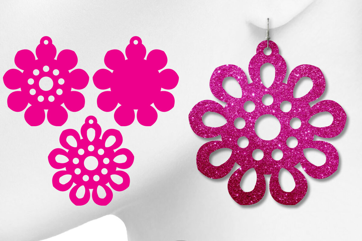 Intra απο ξύλο plywood  Χρώμα wenge 3mm-4mm πάχος - Σκουλαρίκια Floral, Σκουλαρίκια λουλουδιών Δίασταση 3x3 cm INTRAFABR-73083795