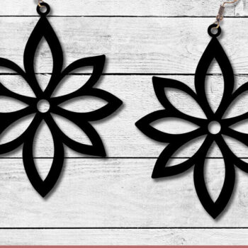 Intra απο ξύλο plywood  Χρώμα wenge 3mm-4mm πάχος - Floral Σκουλαρίκια | Λουλούδια κομμένα με λέιζερ Δίασταση 3x3 cm INTRAFABR-125313012 - Image 1