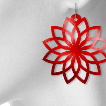 Intra απο ξύλο plywood  Χρώμα wenge 3mm-4mm πάχος - Σκουλαρίκια Floral Δίασταση 3x3 cm INTRAFABR-96490683 - Image 2