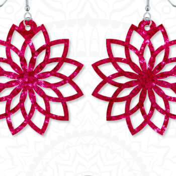 Intra απο ξύλο plywood  Χρώμα wenge 3mm-4mm πάχος - Σκουλαρίκια Floral Δίασταση 3x3 cm INTRAFABR-96490683 - Image 3