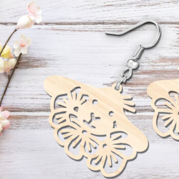 Intra απο ξύλο plywood Χρώμα wenge 3mm-4mm πάχος - Floral Πασχαλινά σκουλαρίκια λαγουδάκι με λέιζερ Δίασταση 900x900 cm INTRAFABR-77561182 - Image 2