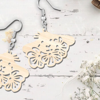 Intra απο ξύλο plywood Χρώμα wenge 3mm-4mm πάχος - Floral Πασχαλινά σκουλαρίκια λαγουδάκι με λέιζερ Δίασταση 900x900 cm INTRAFABR-77561182 - Image 3