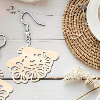 Intra απο ξύλο plywood Χρώμα wenge 3mm-4mm πάχος - Floral Πασχαλινά σκουλαρίκια λαγουδάκι με λέιζερ Δίασταση 900x900 cm INTRAFABR-77561182 - Image 4