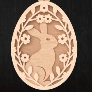 Intra απο ξύλο plywood  Χρώμα wenge 3mm-4mm πάχος - Floral Πασχαλινό Αυγό Λαγουδάκι Δίασταση 30x20 cm INTRAFABR-36044298