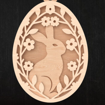 Intra απο ξύλο plywood Χρώμα wenge 3mm-4mm πάχος - Floral Πασχαλινό Αυγό Λαγουδάκι Δίασταση 30x20 cm INTRAFABR-36044298 - Image 1