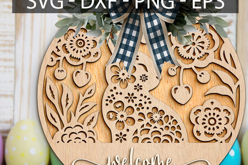 Intra απο ξύλο plywood  Χρώμα wenge 3mm-4mm πάχος - Floral Easter Bunny Δίασταση 15x15 cm INTRAFABR-68138825