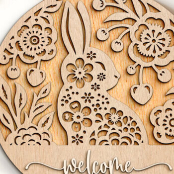 Intra απο ξύλο plywood  Χρώμα wenge 3mm-4mm πάχος - Floral Easter Bunny Δίασταση 15x15 cm INTRAFABR-68138825 - Image 2