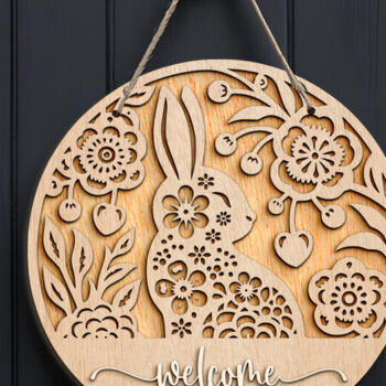 Intra απο ξύλο plywood  Χρώμα wenge 3mm-4mm πάχος - Floral Easter Bunny Δίασταση 15x15 cm INTRAFABR-68138825 - Image 3