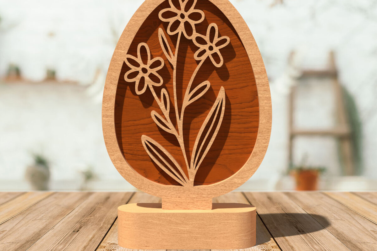 Intra απο ξύλο plywood  Χρώμα wenge 3mm-4mm πάχος - Floral Πασχαλινό Αυγό Διακόσμηση Δίασταση 20x20 cm INTRAFABR-123665849