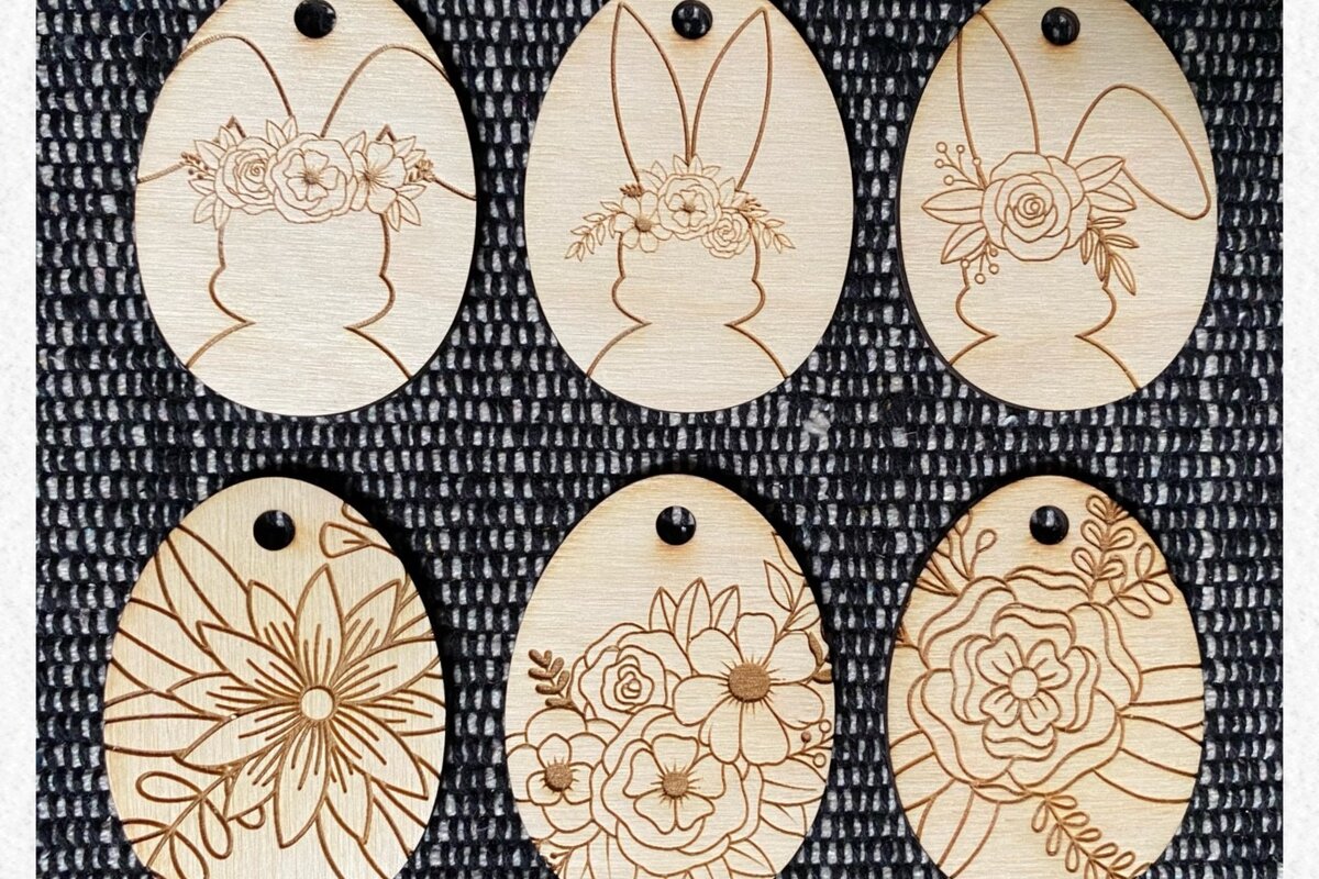 Intra απο ξύλο plywood  Χρώμα wenge 3mm-4mm πάχος - Λουλουδάτο πασχαλινό στολίδι με λέιζερ Δίασταση 6x6 cm INTRAFABR-118956486