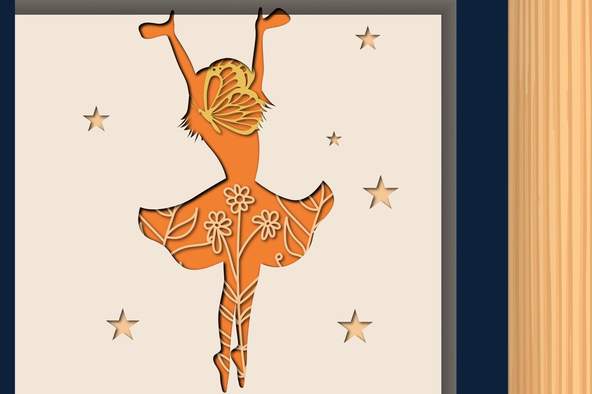 Intra απο ξύλο plywood  Χρώμα wenge 3mm-4mm πάχος - Floral Fairy Shadow Box Δίασταση 25x25 cm INTRAFABR-120267097