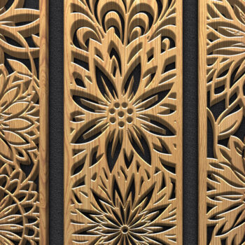 Intra απο ξύλο plywood Χρώμα wenge 3mm-4mm πάχος - με λέιζερ πάνελ φλάουτου Floral Δίασταση 3600x5400 cm INTRAFABR-120266974 - Image 2