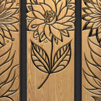 Intra απο ξύλο plywood Χρώμα wenge 3mm-4mm πάχος - με λέιζερ πάνελ φλάουτου Floral Δίασταση 3600x5400 cm INTRAFABR-120266974 - Image 3