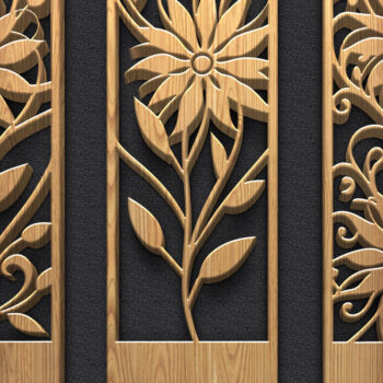 Intra απο ξύλο plywood Χρώμα wenge 3mm-4mm πάχος - με λέιζερ πάνελ φλάουτου Floral Δίασταση 3600x5400 cm INTRAFABR-120266974 - Image 4