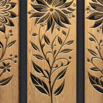 Intra απο ξύλο plywood Χρώμα wenge 3mm-4mm πάχος - με λέιζερ πάνελ φλάουτου Floral Δίασταση 3600x5400 cm INTRAFABR-120266974 - Image 5