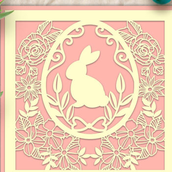 Intra απο ξύλο plywood  Χρώμα wenge 3mm-4mm πάχος - Κάρτα με λουλουδάτο καρέ Bunny Papercut Δίασταση 15x15 cm INTRAFABR-122638732 - Image 2