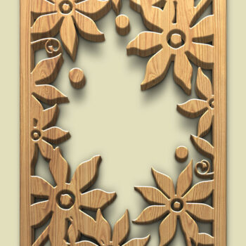 Intra απο ξύλο plywood  Χρώμα wenge 3mm-4mm πάχος - Πάνελ κοπής με λέιζερ με φλοράλ πλαίσιο Δίασταση 4500x5400 cm INTRAFABR-76516967 - Image 3