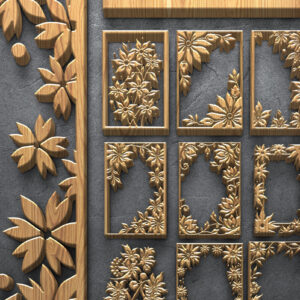 Intra απο ξύλο plywood  Χρώμα wenge 3mm-4mm πάχος - Floral Frame Δίασταση 4500x5400 cm INTRAFABR-119649498