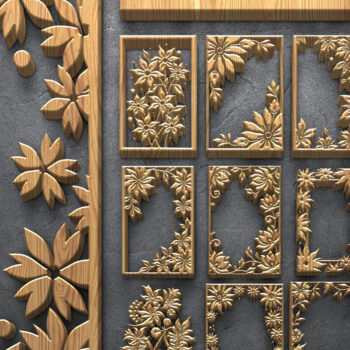 Intra απο ξύλο plywood  Χρώμα wenge 3mm-4mm πάχος - Floral Frame Δίασταση 4500x5400 cm INTRAFABR-119649498 - Image 1