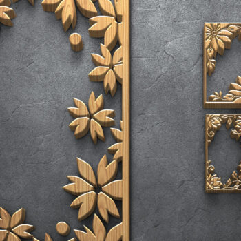 Intra απο ξύλο plywood  Χρώμα wenge 3mm-4mm πάχος - Floral Frame Δίασταση 4500x5400 cm INTRAFABR-119649498 - Image 2