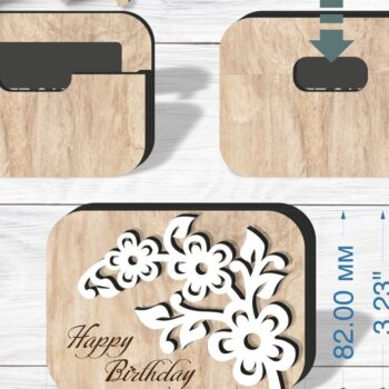 Intra απο ξύλο plywood  Χρώμα wenge 3mm-4mm πάχος - Floral Δωροθήκη , Laser Δίασταση 20x20 cm INTRAFABR-119881396 - Image 3