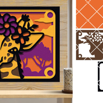 Intra απο ξύλο plywood  Χρώμα wenge 3mm-4mm πάχος - Floral Giraffe 5x7 3D Χαρτί κοπής Δίασταση 5x7 cm INTRAFABR-119881398 - Image 1