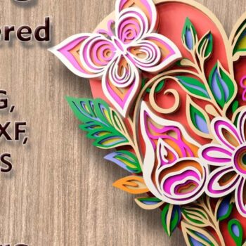 Intra απο ξύλο plywood  Χρώμα wenge 3mm-4mm πάχος - Αρχεία κομμένων πολλαπλών επιπέδων Floral Heart 3D Δίασταση 85x8 cm INTRAFABR-119881402 - Image 1