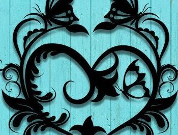 Intra απο ξύλο plywood Χρώμα wenge 3mm-4mm πάχος - Floral Heart Butterfly Δίασταση 20x20 cm INTRAFABR-119881403 - Image 2